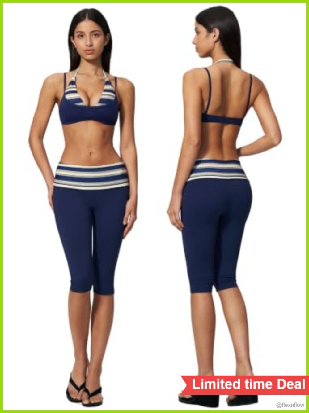 Butter Soft 2 Piece Workout Set Halter Sports Bra Capri Leggings Yoga Gym Outfit